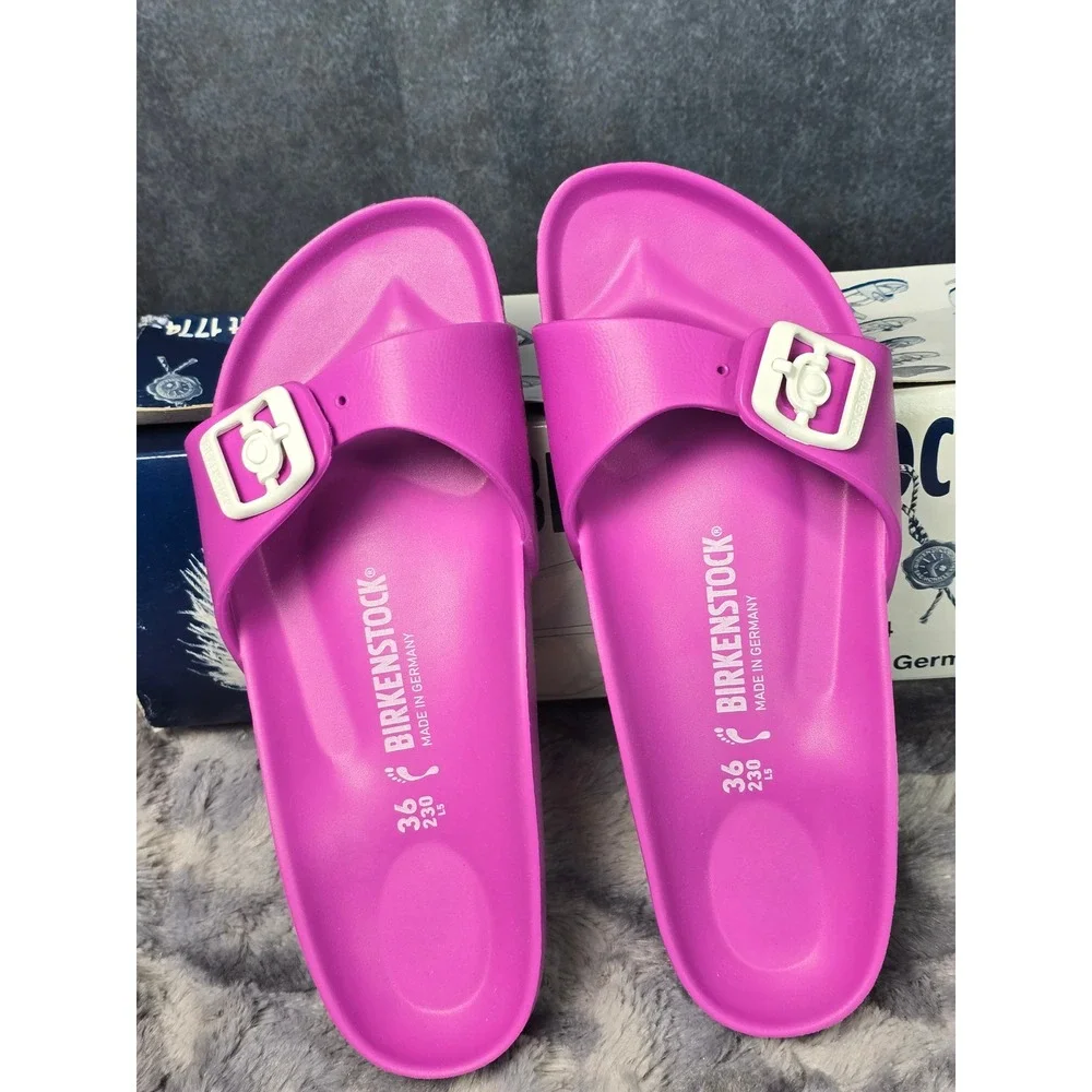NWB Birkenstock Madrid EVA Sandals Pink Single Strap Buckle Youth EU 36 US 3-3.5